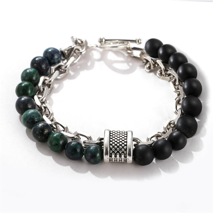 Pulsera para hombre con forma geométrica y combinación de piedras esmeriladas estilo punk de Olivenorma 