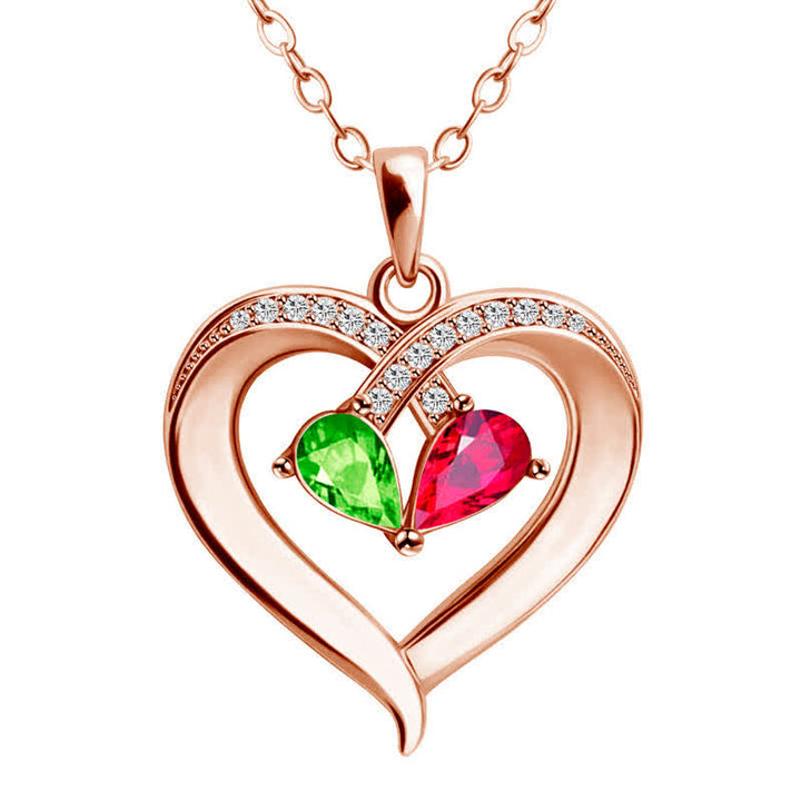 Collar con piedras de nacimiento en forma de corazón grabado y personalizado de Olivenorma - image 7