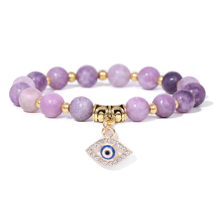 Pulsera con colgante de ojo malvado y cuentas de piedra natural de Olivenorma