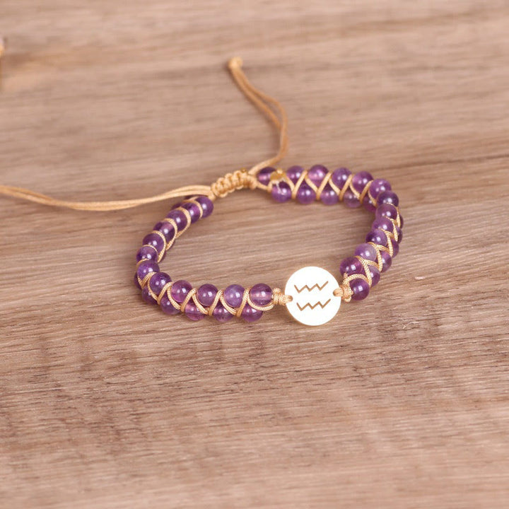 Pulsera envolvente de equilibrio curativo con cristales del zodíaco de Olivenorma 