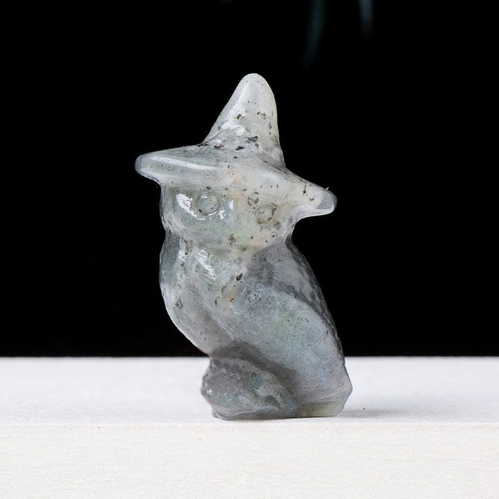 Adorno con piedras preciosas talladas en forma de búho de cristal para Halloween de Olivenorma 