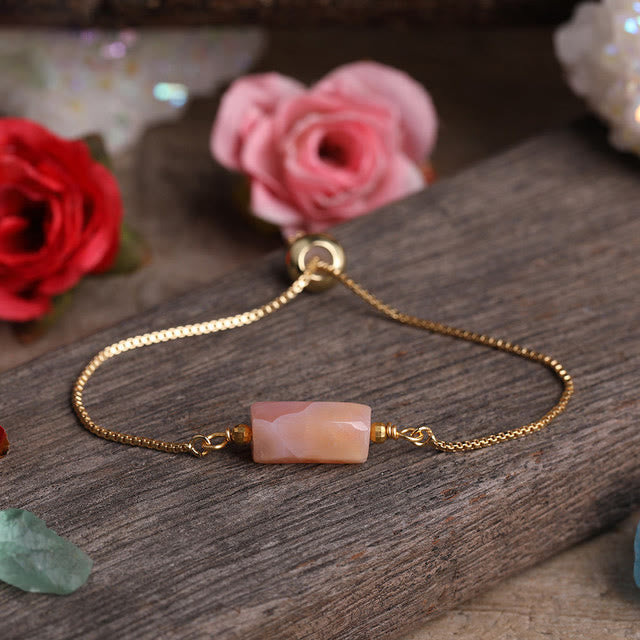 Pulsera de cadena de metal con piedras prismáticas de cristal natural de Olivenorma