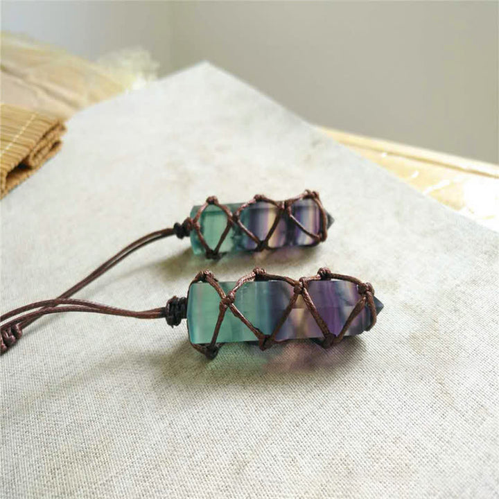 Collar de piedra preciosa con prisma hexagonal de fluorita natural de Olivenorma
