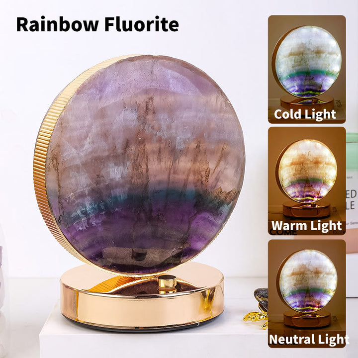 Lámpara de mesa de noche de piedra de cristal natural Olivenorma Decoración con piedras preciosas