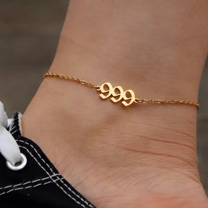 Pulsera de tobillo espiritual con números de ángel