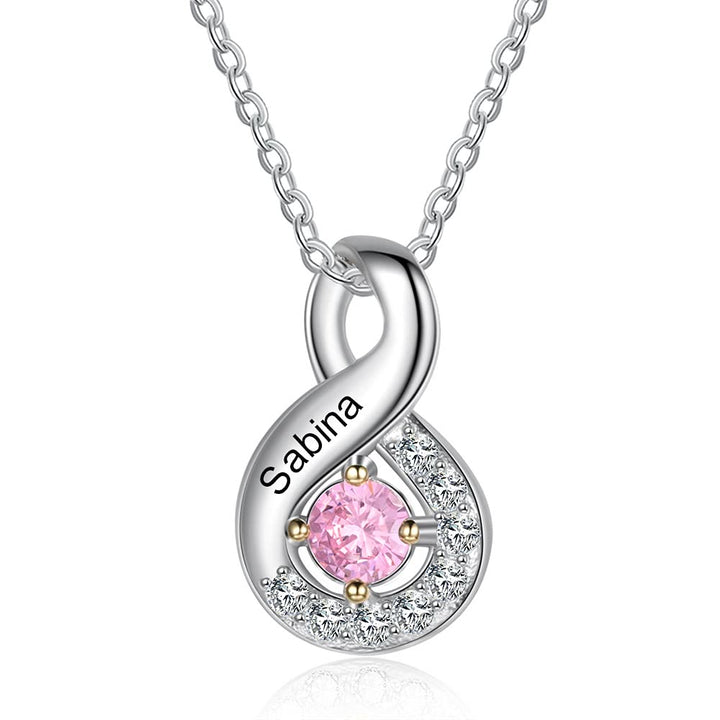 Collar con nombre grabado en piedra natal para mujer de Olivenorma