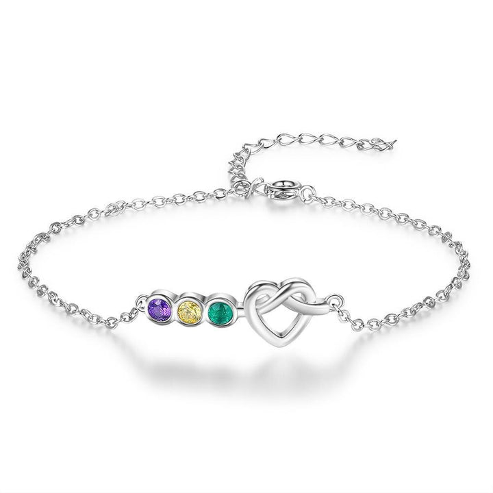 Pulsera de corazón personalizada de 2 a 5 piedras natales de Olivenorma 