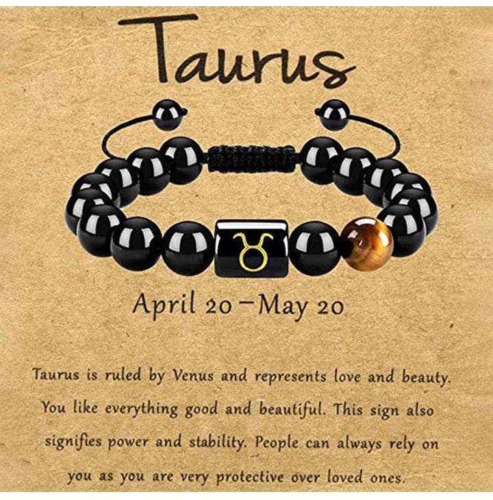 Pulsera del zodíaco de obsidiana y ojo de tigre de Olivenorma