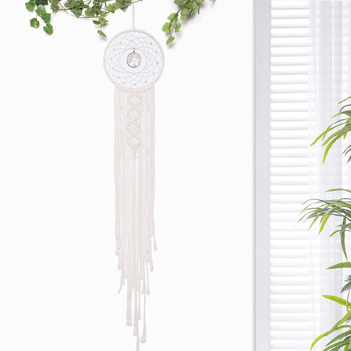 Atrapasueños solares de cristal con forma de árbol de la vida, redondo y tejido de Olivenorma 