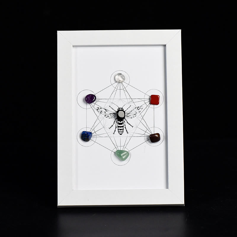 Marco de fotos decorativo con estrellas y luna y símbolo del cubo de Metatrón de Olivenorma