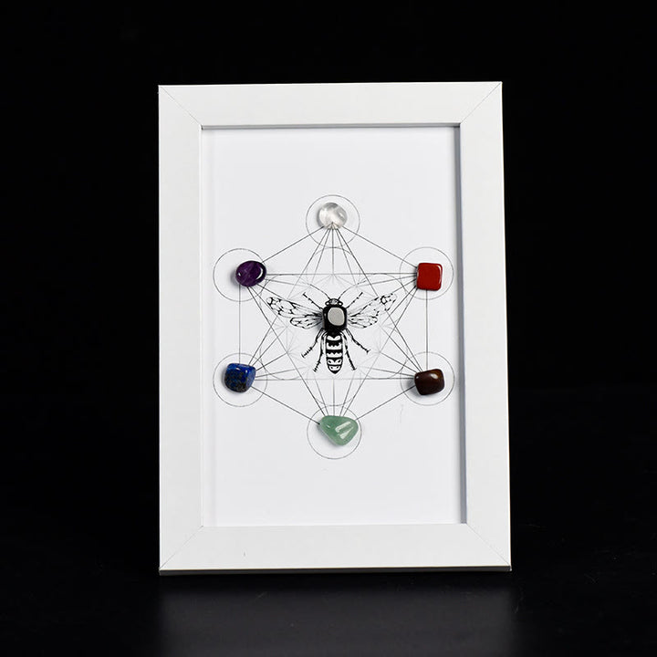 Marco de fotos decorativo con estrellas y luna y símbolo del cubo de Metatrón de Olivenorma