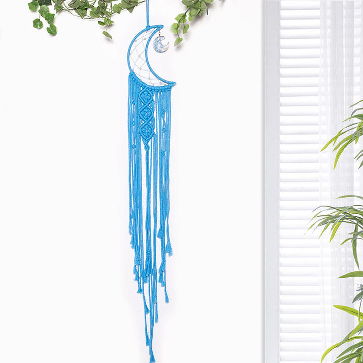 Atrapasueños de cuerda de algodón trenzada con forma de árbol de la vida de cristal de Olivenorma