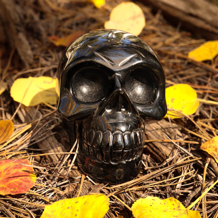 Decoración de calavera de cristal de obsidiana de Olivenorma