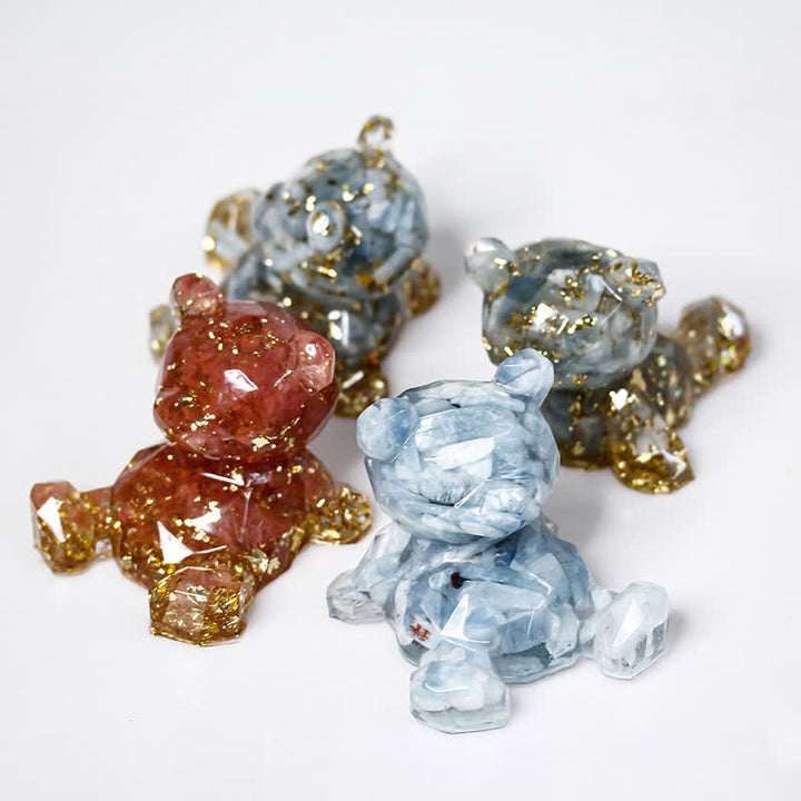 Espejo de cristal de Olivenorma con forma de oso y piedras preciosas decorativas