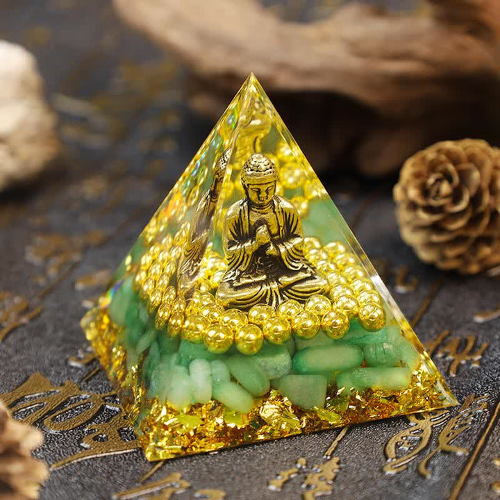 Pirámide de orgón de Buda con aventurina verde de Olivenorma