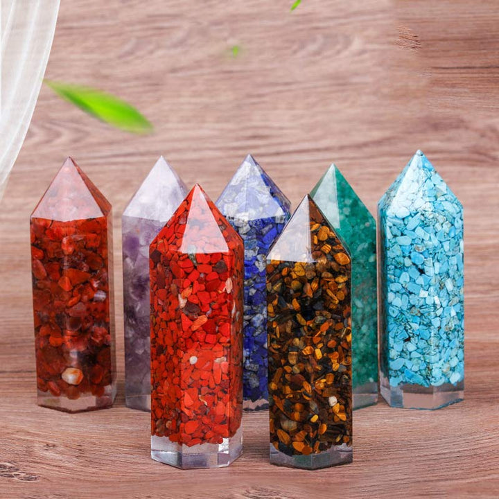 Decoración de protección de chakras con cristales naturales. 