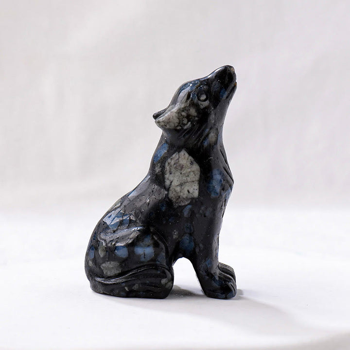 Adorno de piedra preciosa con forma de niño lobo de cristal natural de Olivenorma 