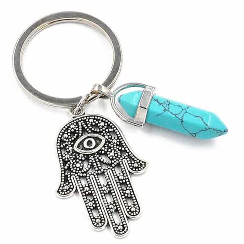 Llavero de cristal con la mano de Fátima inspiradora de Olivenorma