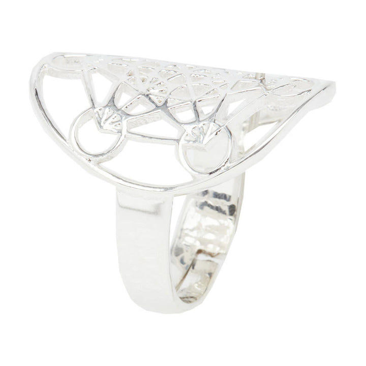 Anillo ajustable de acero inoxidable con símbolo del cubo de Metatrón de Olivenorma 
