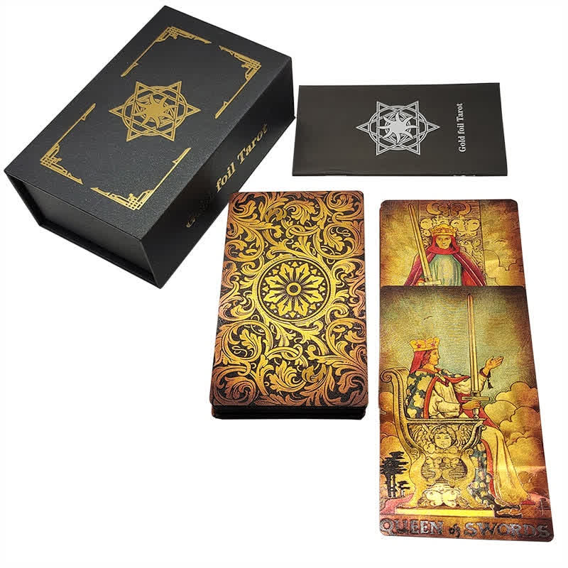 Cartas del tarot con lámina de oro estilo antiguo de Olivenorma 