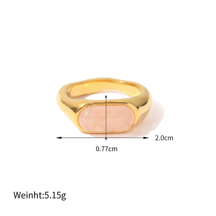 Anillo de oro con piedra natural ovalada de Olivenorma
