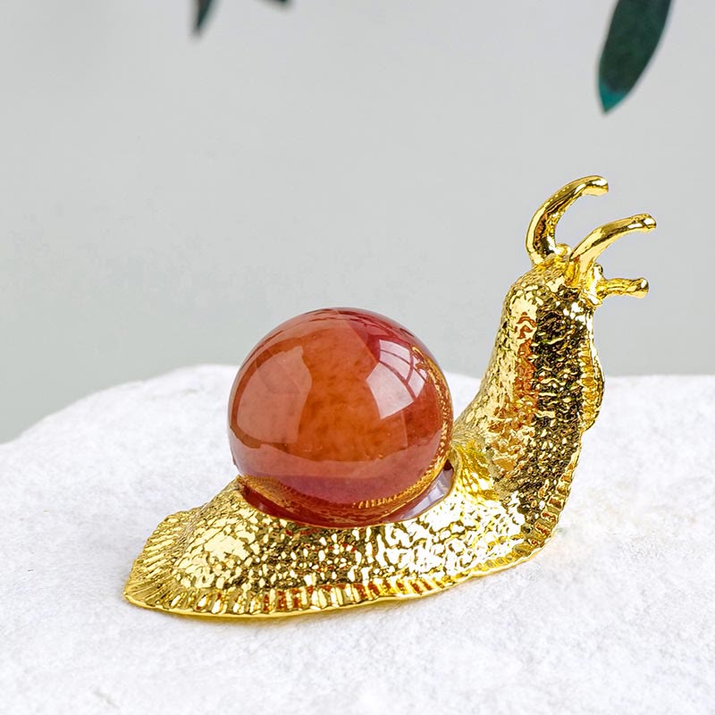 Soporte para bolas de cristal natural de Olivenorma, pequeño caracol decorativo con piedras preciosas