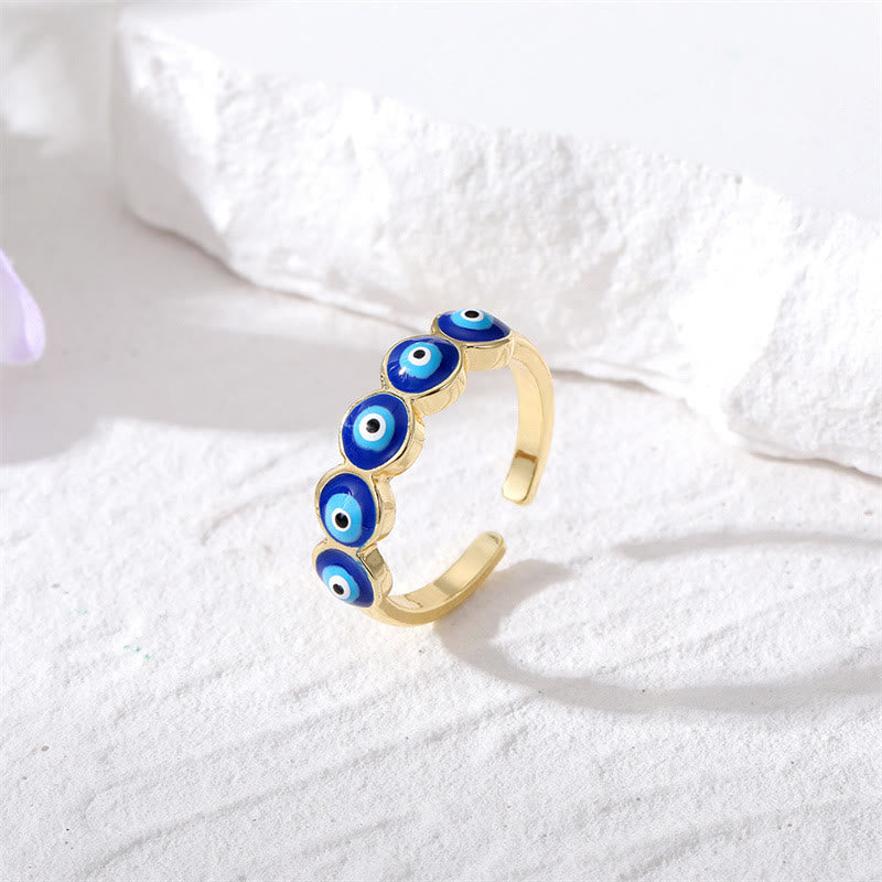 Anillo ajustable de resina epoxi con forma de ojo malvado de Olivenorma 
