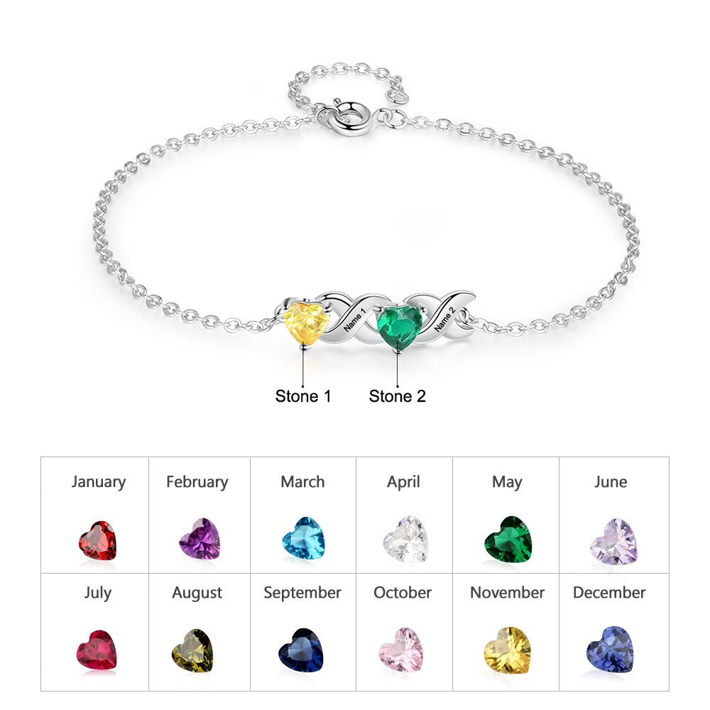 Pulsera con piedra natal de madre grabada personalizada de Olivenorma