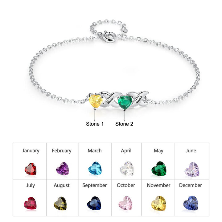 Pulsera con piedra natal de madre grabada personalizada de Olivenorma