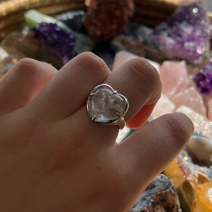 Anillo de corazón de cristal de piedra natural Olivenorma