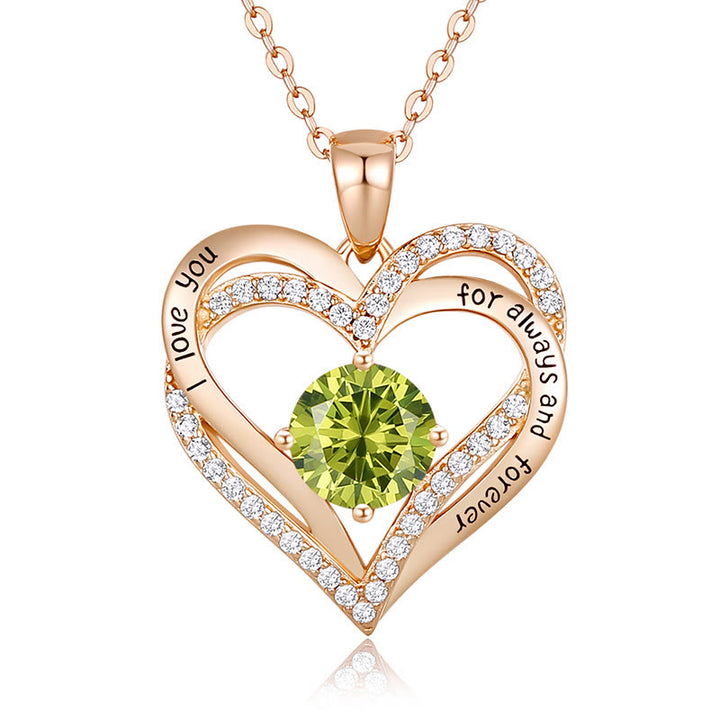Olivenorma "Te amo por siempre y para siempre" - Collar de corazón en tono de nacimiento 