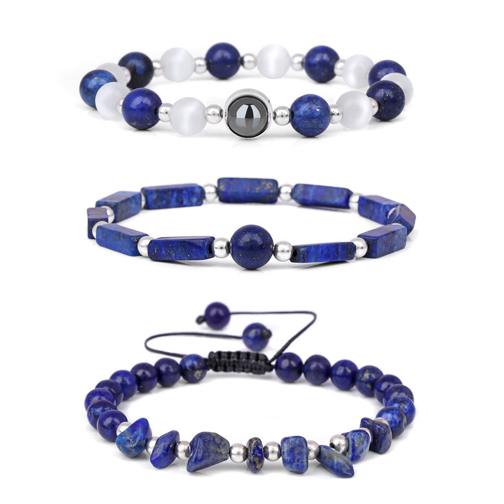 Juego de 3 pulseras de cristal natural "Healing Wishes" de Olivenorma 