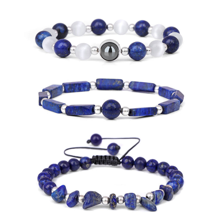 Juego de 3 pulseras de cristal natural "Healing Wishes" de Olivenorma 