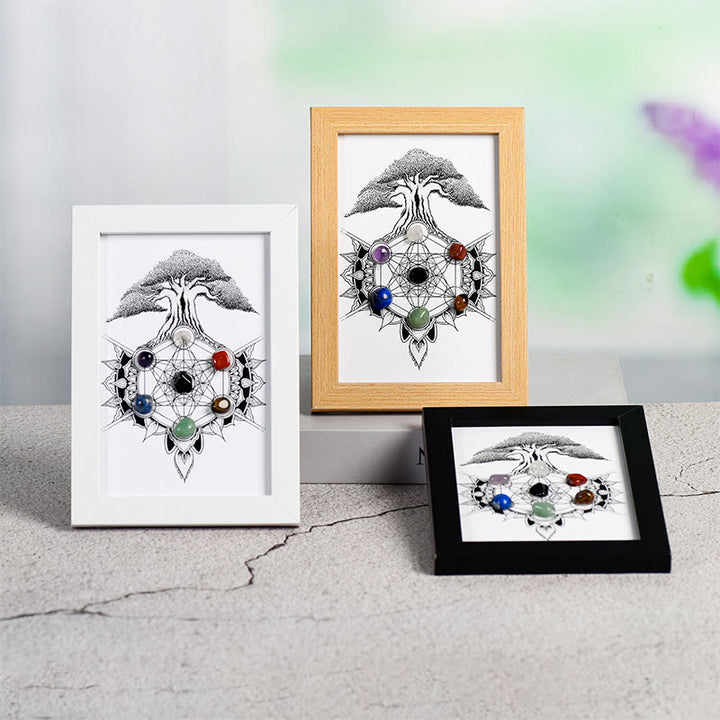 Marco de fotos con diseño de árbol de la vida y chakras de Olivenorma