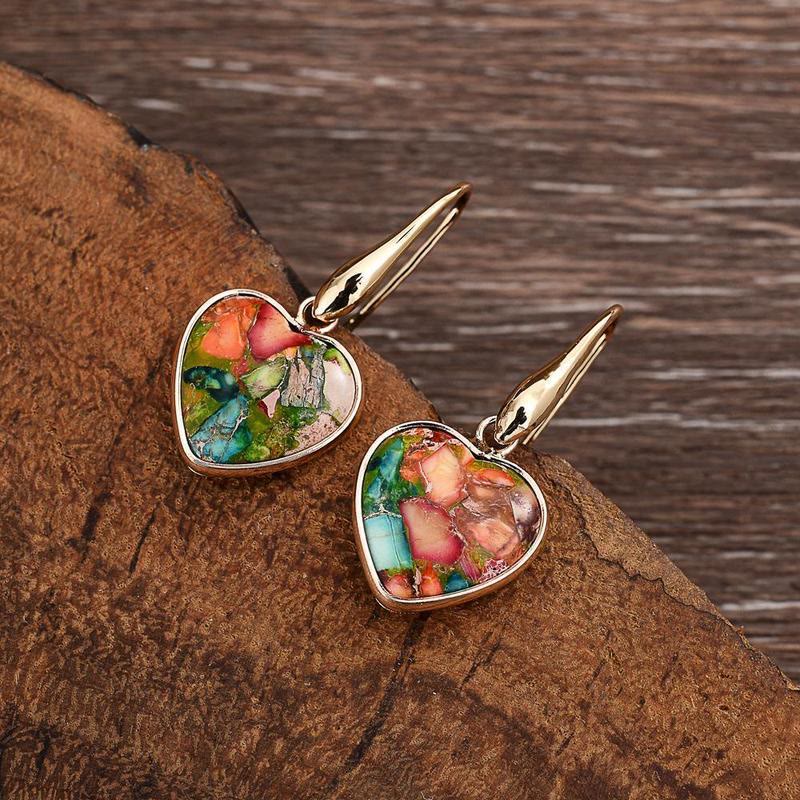 Pendientes colgantes en forma de corazón de turquesa ostra de Olivenorma