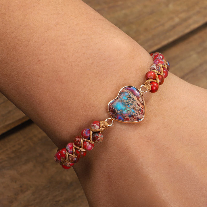Pulsera de corazón de piedra roja del emperador Olivenorma