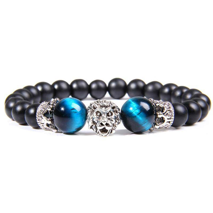 Pulsera con símbolo de león y piedra de cristal natural de Olivenorma