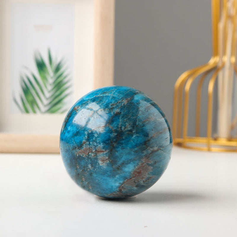 Esfera de cristal de apatita azul para fortalecer 