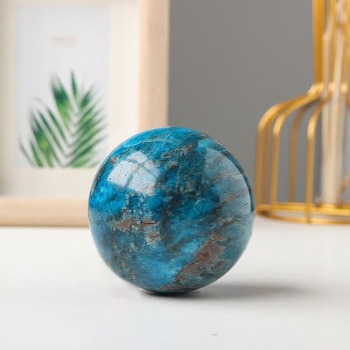 Esfera de cristal de apatita azul para fortalecer 