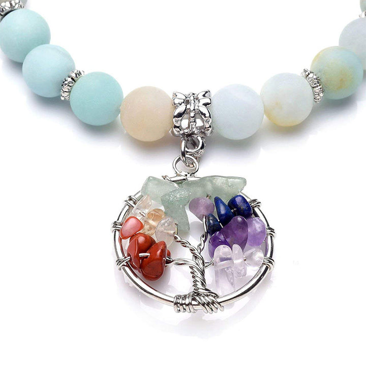Pulsera de amatista con el árbol de la vida de los chakras.