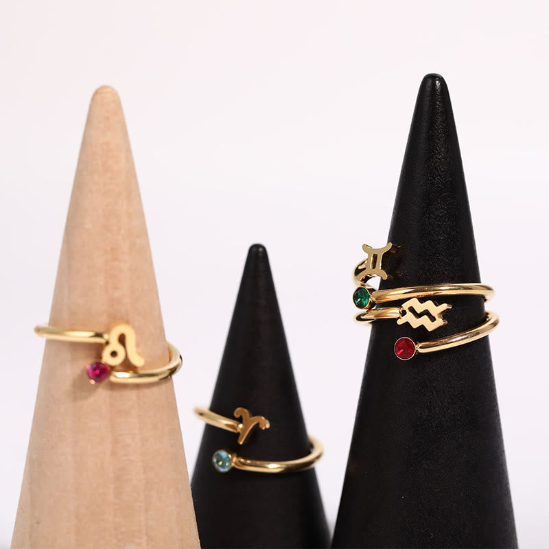 Anillo con piedra de nacimiento del zodíaco Olivenorma