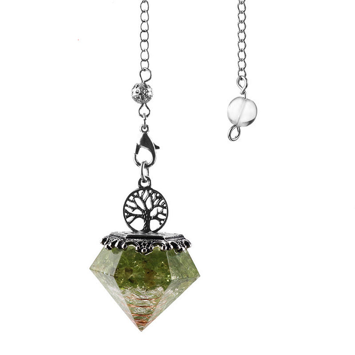 Péndulo geométrico del árbol de la vida de cristal natural de Olivenorma