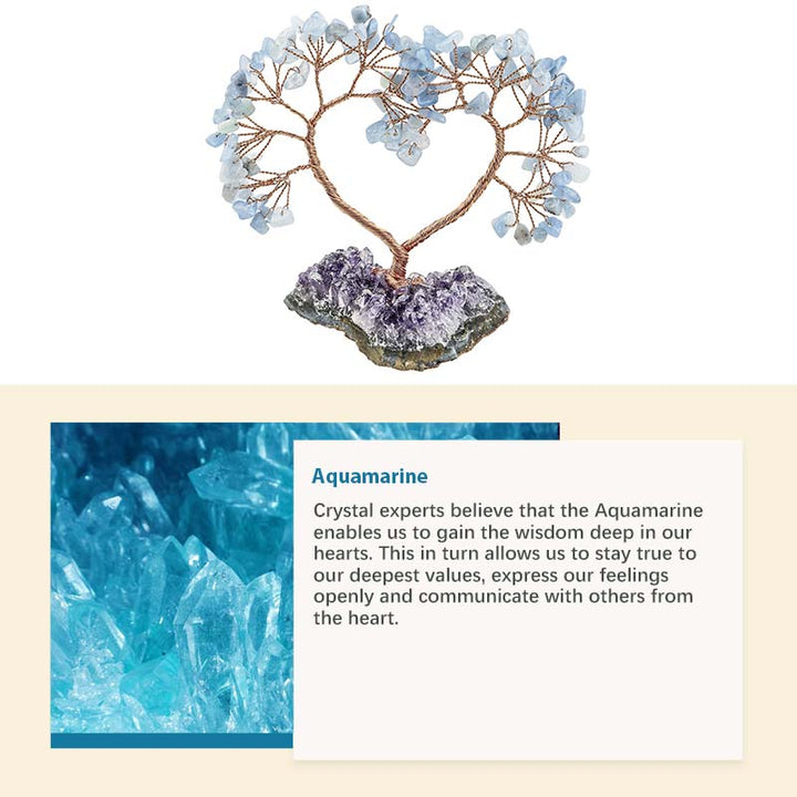 Árbol del amor Feng Shui con piedra de cristal natural.