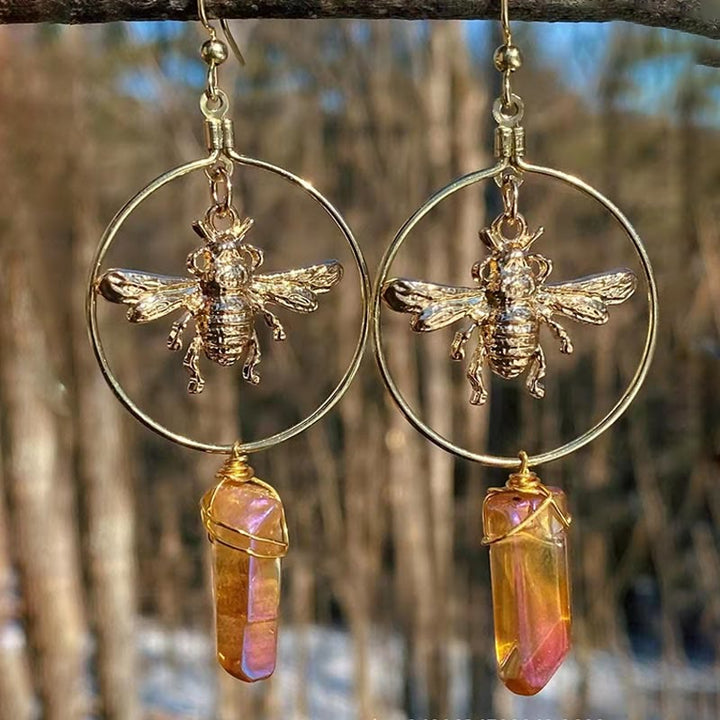 Pendientes con forma de hongo, luna y estrella de cristal natural de Olivenorma