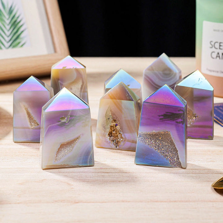 Varitas de cristal de cuarzo con aura de ángel de Olivenorma para decoración con piedras preciosas