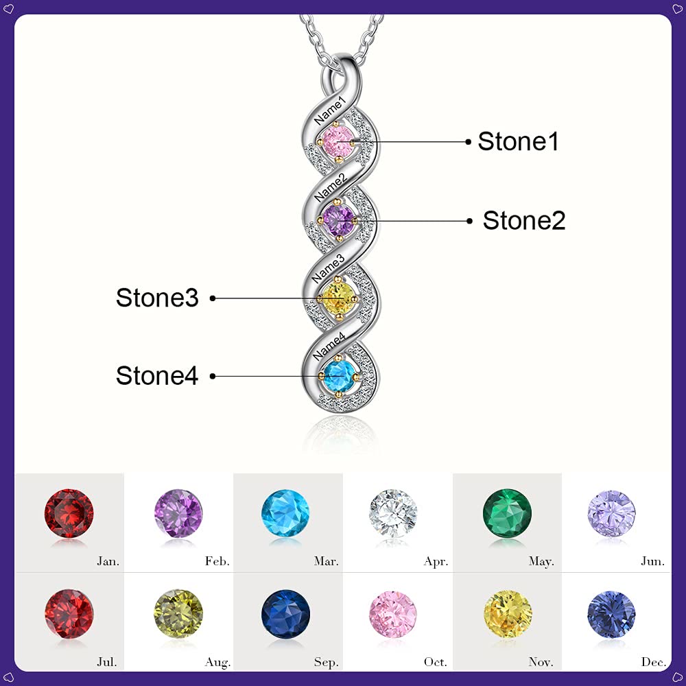 Collar con nombre grabado en piedra natal para mujer de Olivenorma