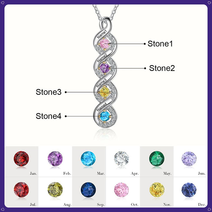 Collar con nombre grabado en piedra natal para mujer de Olivenorma