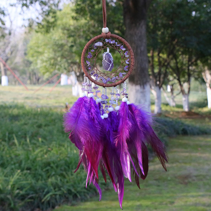 Colgante de ágata de cristal natural de Olivenorma, atrapasueños redondo 