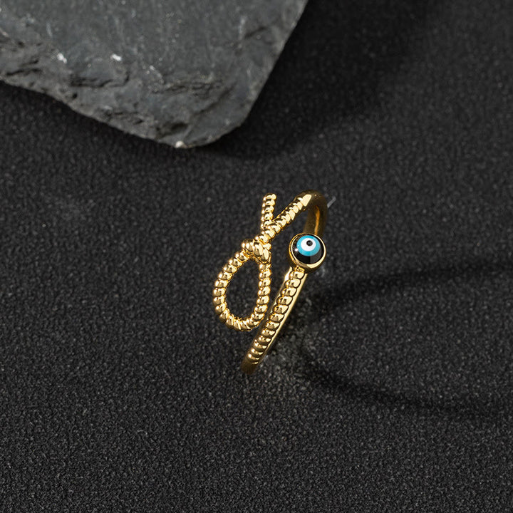 Anillo de circonita blanca de Olivenorma Anillo ajustable con diseño de mal de ojo