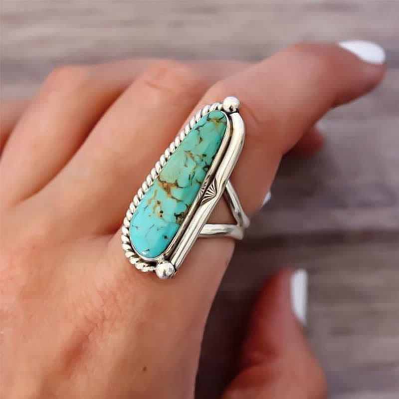 Anillo con forma de gota geométrica turquesa de Bohemia de Olivenorma